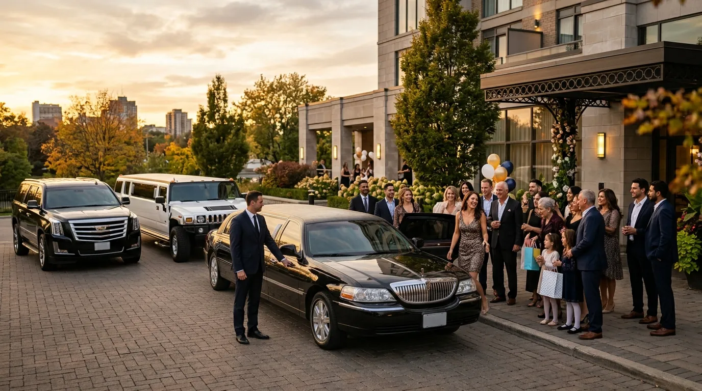 Luxury Birthday Limo Service Hamilton with stretch limousine and professional chauffeur.