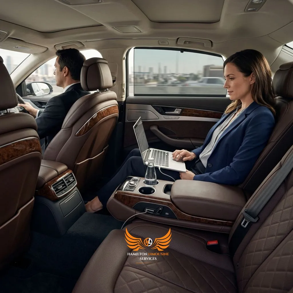 Executive Limo Service Hamilton with luxury interior for comfortable business travel.