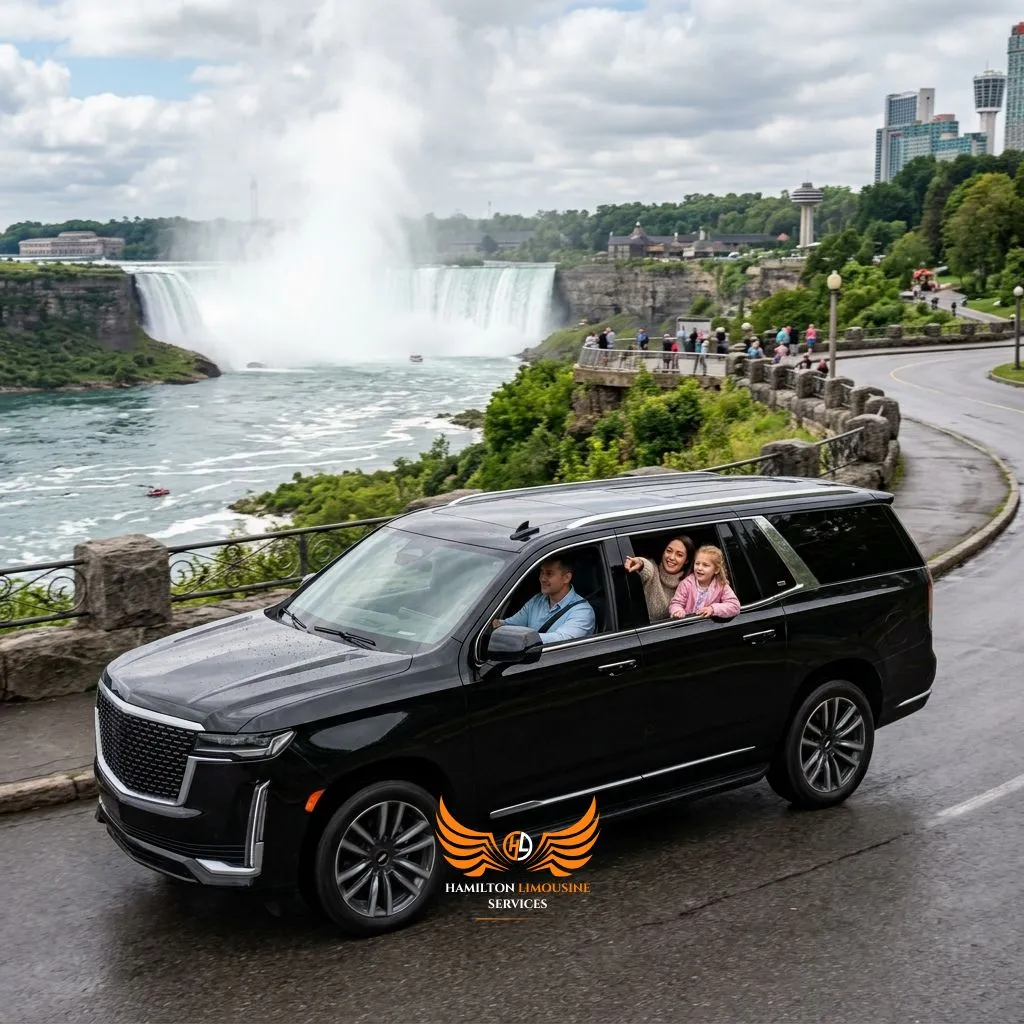 Luxury Niagara Falls Limo with spacious SUV interior for family transportation.